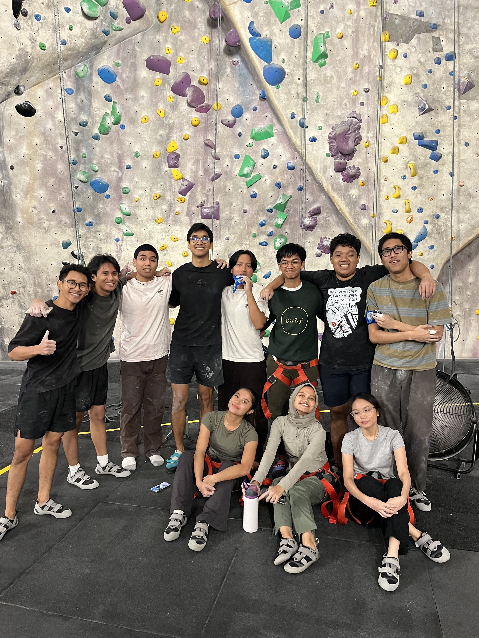 wall climbing with friends